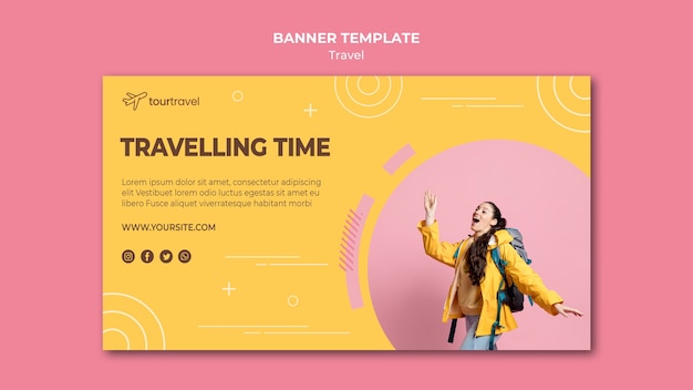 Travel Time Horizontal Banner Template – Free Download