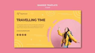 Travel Time Horizontal Banner Template – Free Download