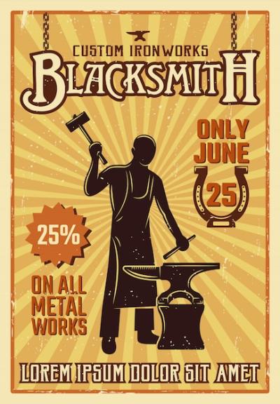 Blacksmith Yellow Poster – Free Download for Vector Templates