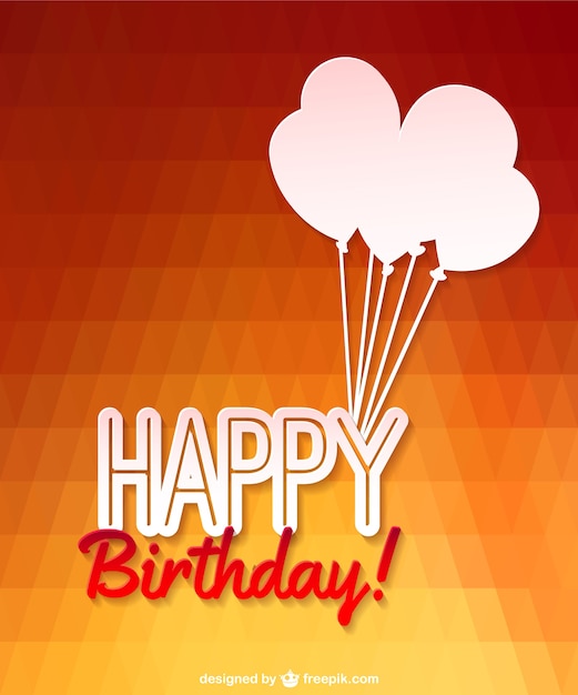 Happy Birthday Card with Balloons Silhouettes – Free Download