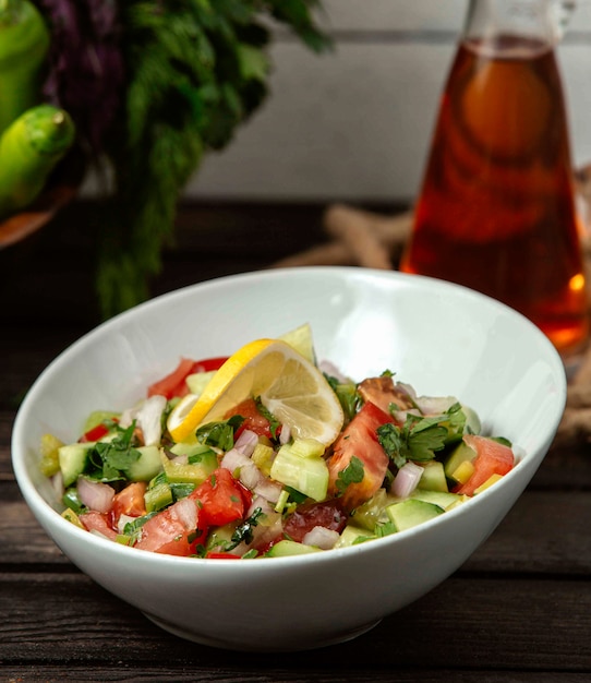 Vibrant Salad of Tomatoes, Cucumbers, Onions, and Greens – Free to Download