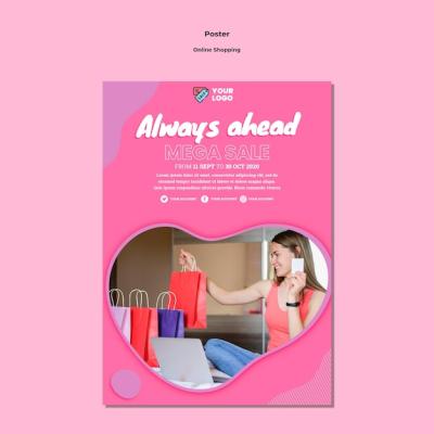 Online Shopping Poster Template Design – Free Download