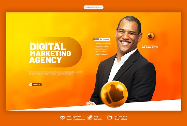 Corporate Web Banner Template for Digital Marketing Agency – Free Download