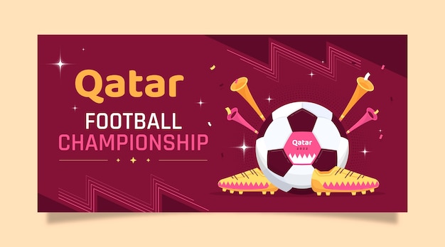 Flat World Football Championship Horizontal Banner Template – Free Download