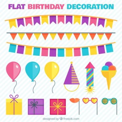 Flat Birthday Decoration Collection – Free Download