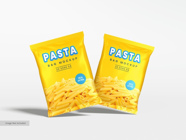 Glossy Foil Pasta Packet Packaging Mockup – Free Download for Stock Photos