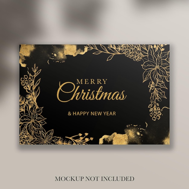 Gold Glitter Christmas Background Floral Frame – Free Download