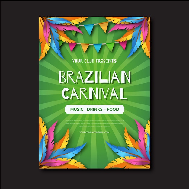 Realistic Brazilian Carnival Poster Template – Free Download