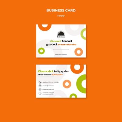 Horizontal Business Card Template with Circles Design for Food Ordering – Free Download