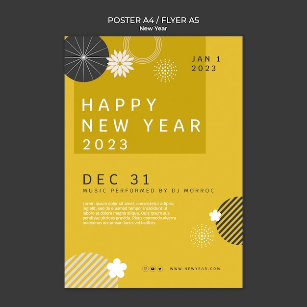 New Year Flyer Template in Flat Design – Free Download