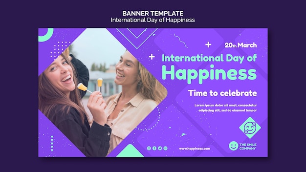 International Day of Happiness Banner Template – Free Download