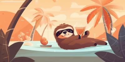 Sloth Enjoying Summer Vacation at Seaside Resort – Free Stock Photo for Download