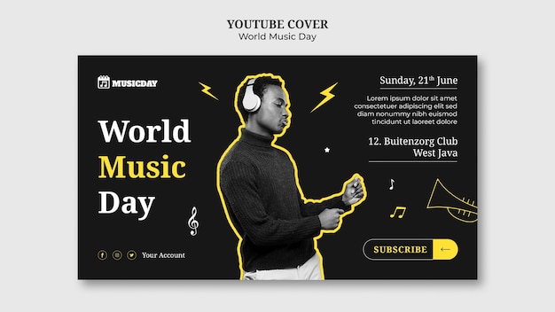 YouTube Cover Template for World Music Day Celebration – Free Download