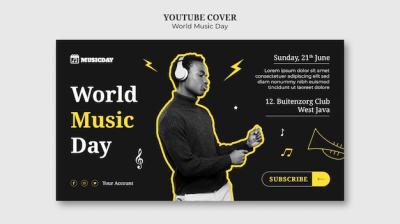 YouTube Cover Template for World Music Day Celebration – Free Download