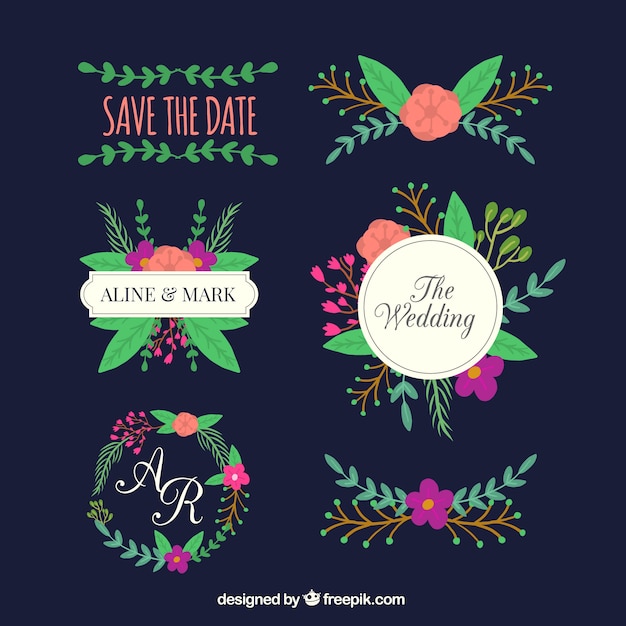 Colourful Hand Drawn Wedding Ornaments – Free Download