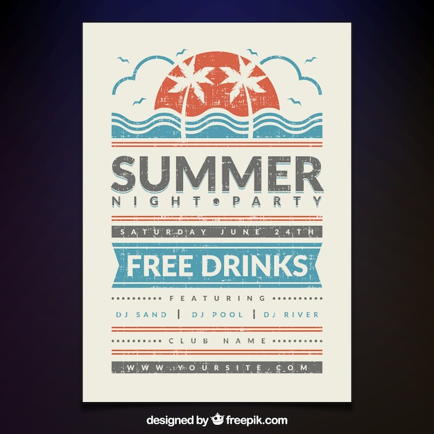 Vintage Summer Night Party Poster – Free Download