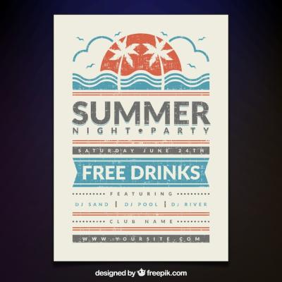 Vintage Summer Night Party Poster – Free Download