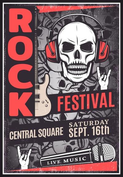 Vintage Rock Music Festival Advertising Poster – Free Download