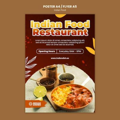 Indian Food Restaurant Poster Template – Free Download