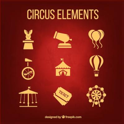 Golden Circus Elements Pack in Flat Design – Free Download