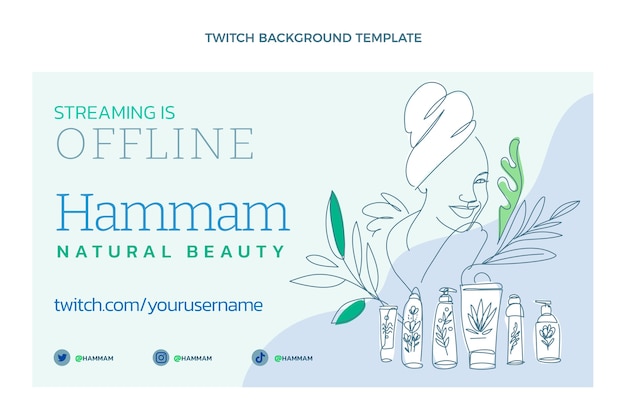 Hand Drawn Outline Hammam Twitch Background – Free Download