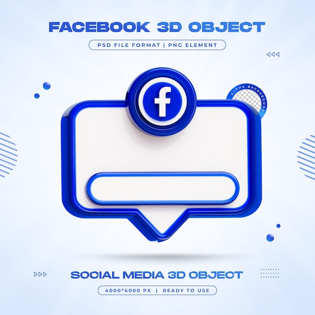 3D Render of Facebook Element for Social Media Composition – Free Stock Photo for Download