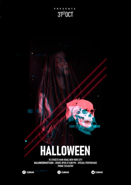 Sideways Woman with Skull and Glitch Effect – Free Stock Photo, Download for Free