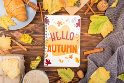 Autumn Season Mock-Up Featuring Notebook – Free Download