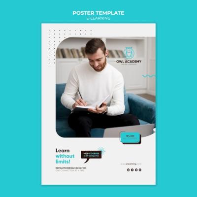 E-learning Vertical Poster Template with Dots Design – Free Download