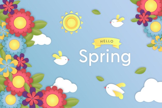 Colorful Paper Style Spring Background – Free Download