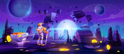 Astronaut Exploring an Alien Planet in a Distant Galaxy – Free Download