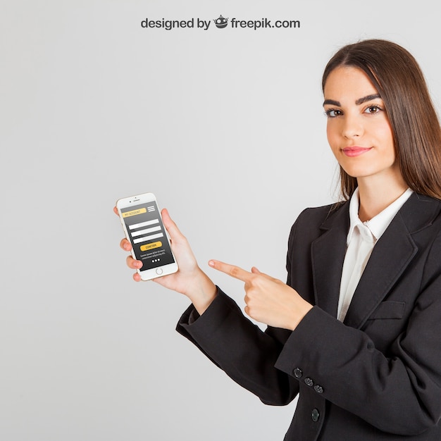 Smartphone Mockup Featuring Business Woman – Free Stock Photo Download