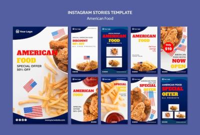 American Food Restaurant Instagram Stories Collection – Free Download