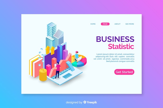 Isometric Business Landing Page Template – Free Download