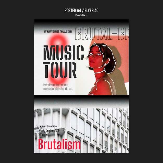 Brutalism Style Vertical Poster Template – Free Download