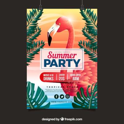 Flamingo Summer Party Invitation – Free to Download