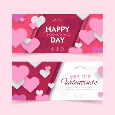 Valentine’s Day Flat Design Banners Template – Free Download