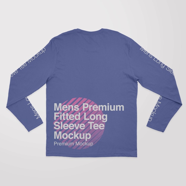 Mens Premium Fitted LongSleeve Tee Back Mockup – Free to Download