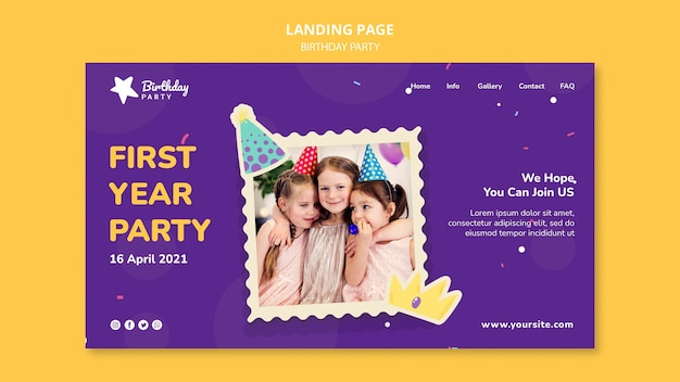 Happy Birthday Party Landing Page Template – Free Download