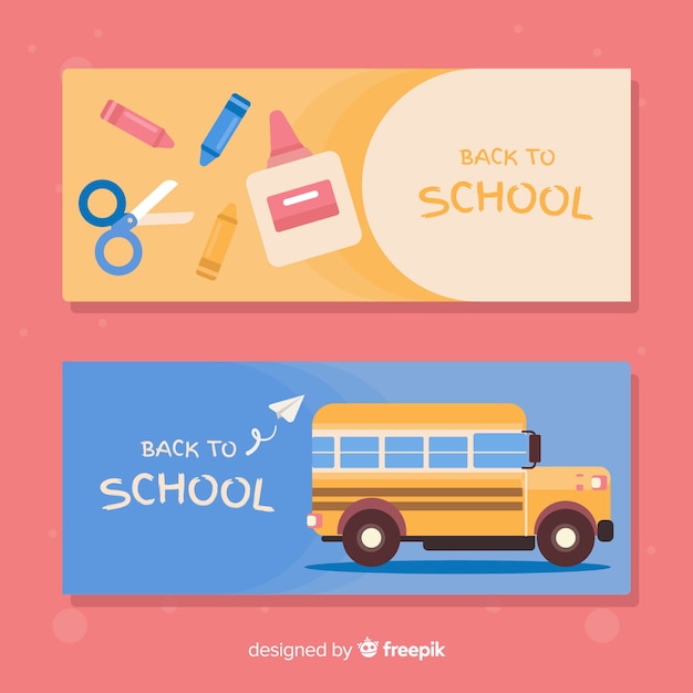 Flat Back to School Banners – Free Download