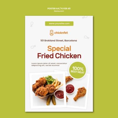 Fried Chicken Dish Restaurant Poster Template – Free Download