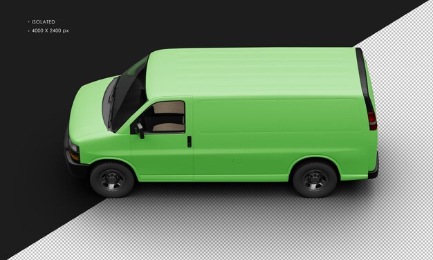 Realistic Matte Green Full Size Cargo Van from Top Left View – Free to Download