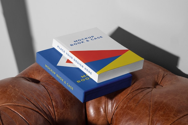 High Angle Books Arrangement Mockup – Free Download