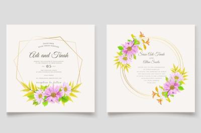 Pink Daisy Floral Watercolor Invitation Card Set – Free Download