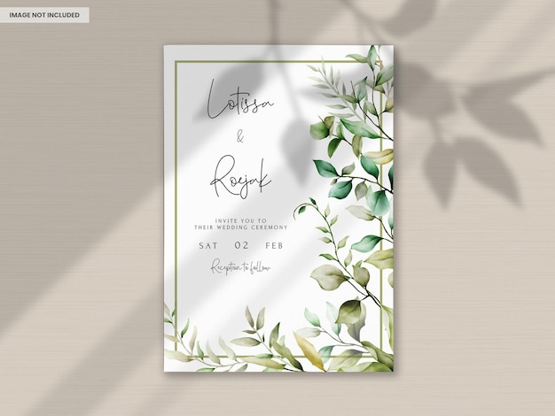 Elegant Watercolor Leaves Invitation Card Set – Free Download