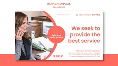 Receptionist Concept Banner Template – Free Download