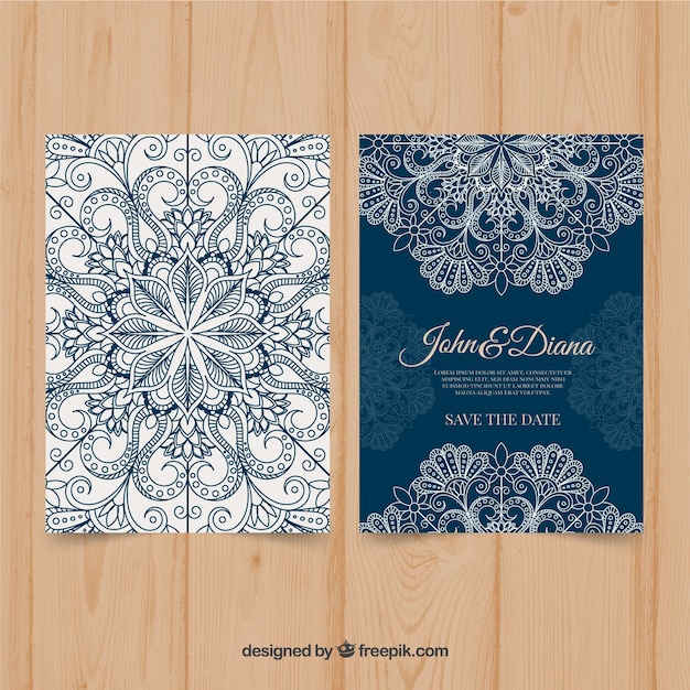 Blue Mandala Wedding Invitation – Free to Download