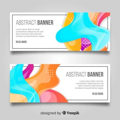 Colorful Wavy Shapes Abstract Banners – Free Download