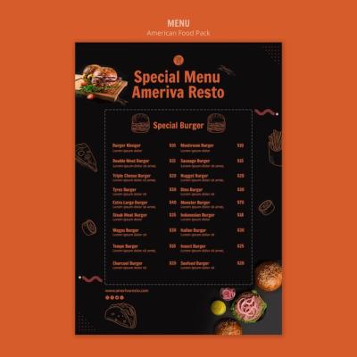 American Food Concept Menu Template – Free Download