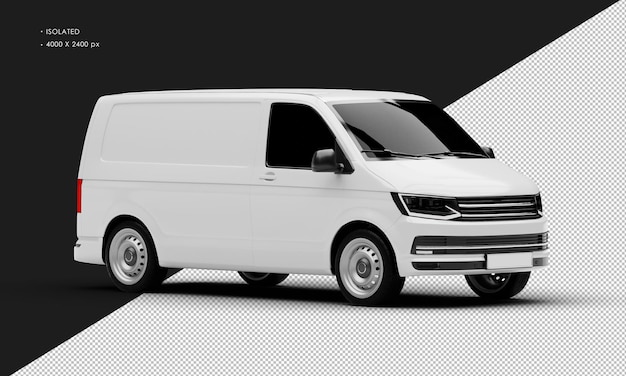 Realistic Shiny White Transport Van from Right Front View – Free Download